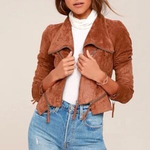 New $79 Lulu's READY FOR ANYTHING Rust Suede Women's Jacket S NWOT